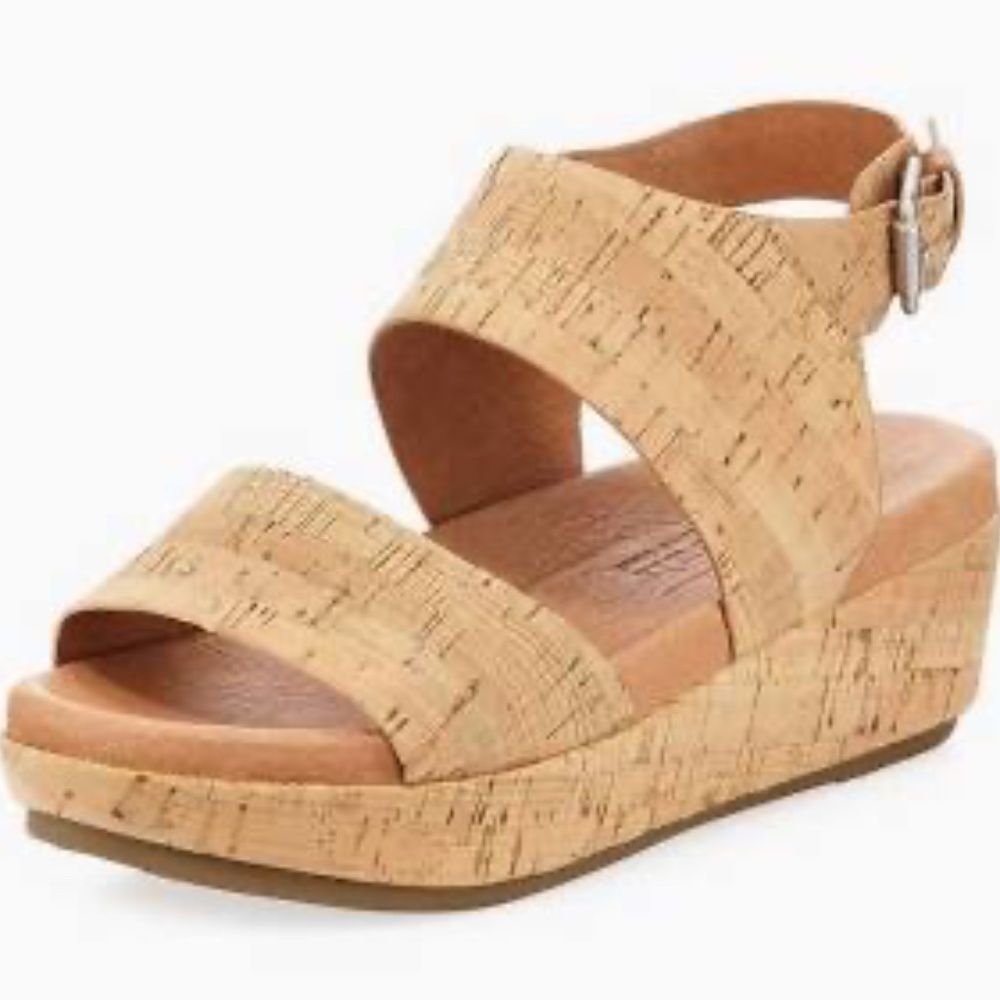 Gentle Souls By Kenneth Cole Women's Cork Tan Wedge Sandals Sz 7.5